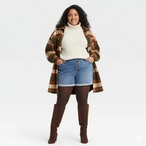 NWT Ava & Viv Mid Rise Jean Shorts size 20W 4" Inseam